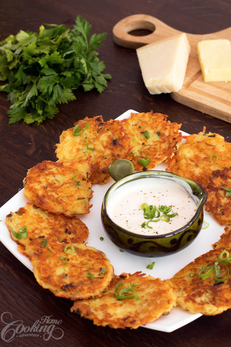 Cheese Potato Pancakes with Sour Crream Sauce