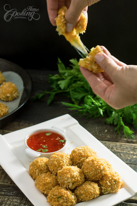 Baked Potato Cheese Balls Closeup