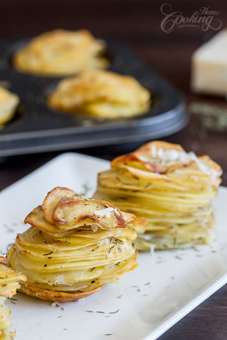 Parmesan Potato Stacks on plate