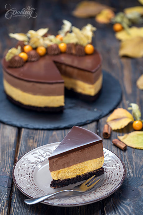 Chocolate Pumpkin Mousse Cake Slice