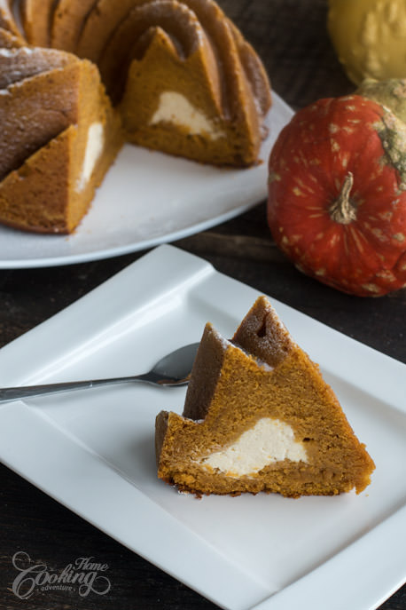 Pumpkin Cream Cheese Bundt Cake Slice