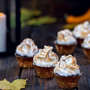 Pumpkin Mocha Cupcakes with Toasted Meringue