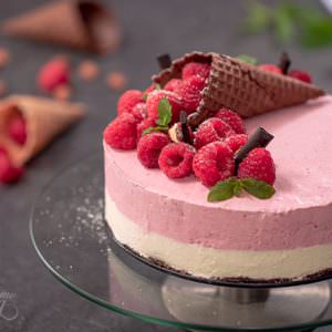 Raspberry Almond Ice Cream Cake