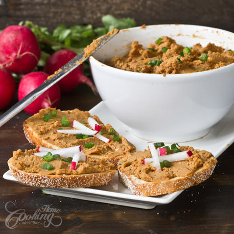 bred with Red Lentil and Toasted Walnut spread on top