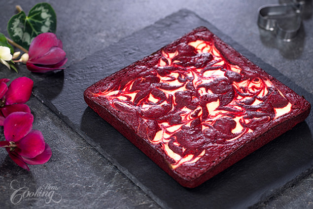 Red Velvet Cheesecake Brownies with Chocolate Lace Cups