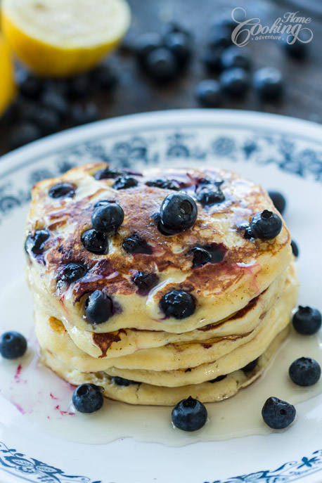 Ricotta Blueberry Pancakes Closeup