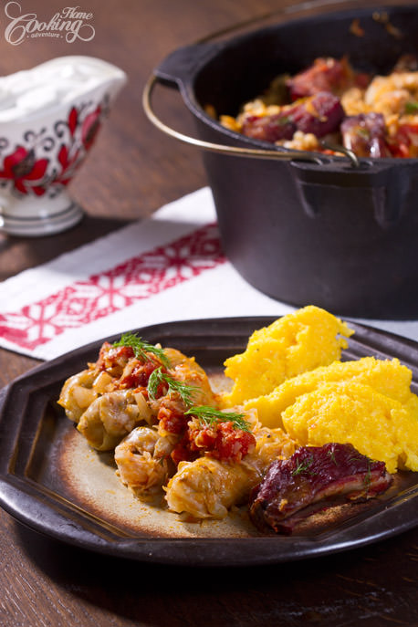 Romanian Cabbage Rolls with polenta