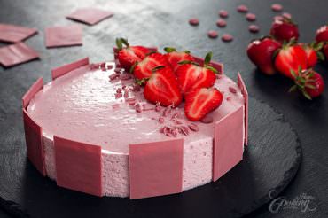 Ruby Chocolate Strawberry Mousse Cake