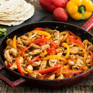 Pan-fried chicken fajitas