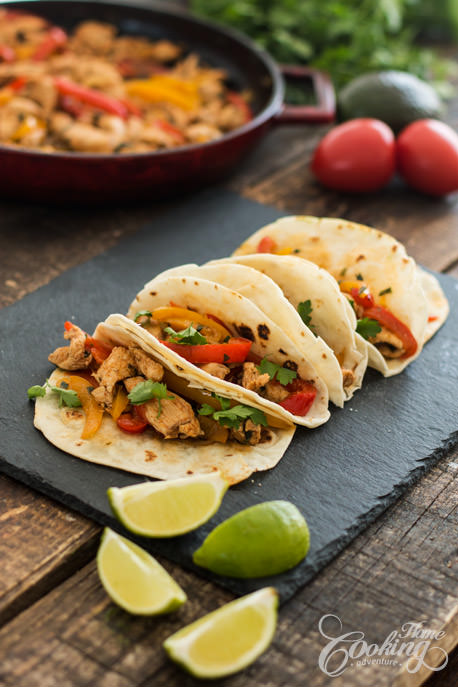 Skillet Chicken Fajitas with Homemade Tortillas