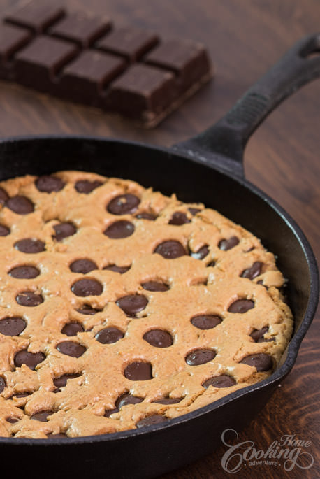 Cast Iron Skillet Chocolate Chunk Cookie - The Hurried Hostess