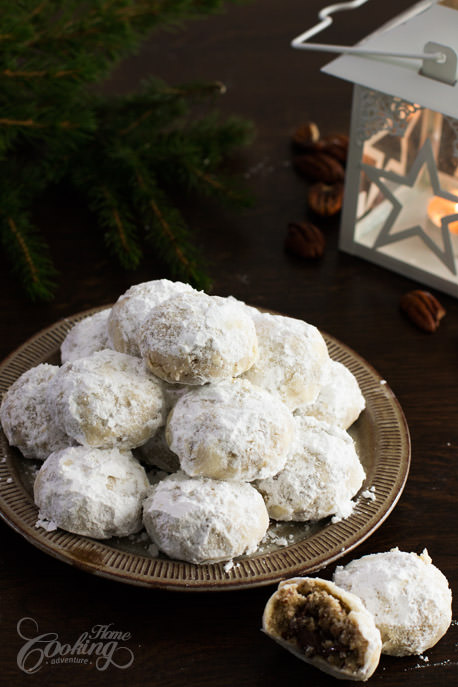 Chocolate Stuffed Snowball Cookies Section