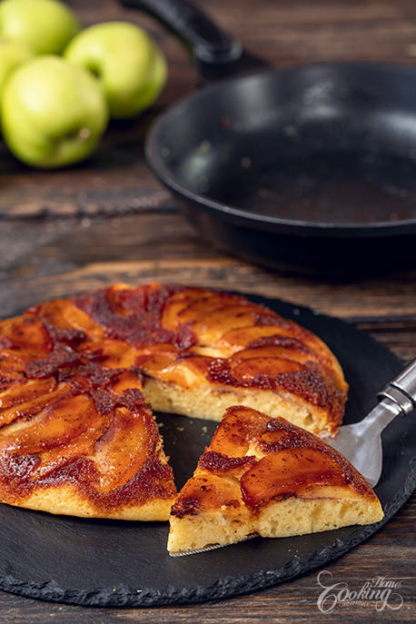 Stovetop Apple Upside Down Cake Slice