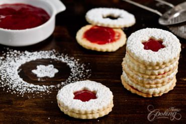 Strawberry Cardamom Linzer Cookies