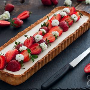 Strawberry Basil Panna Cotta Tart