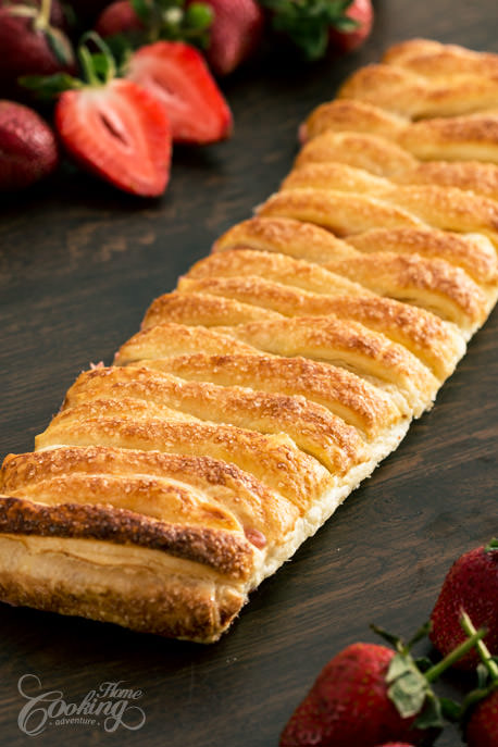 Strawberry Puff Pastry Braid Vertical