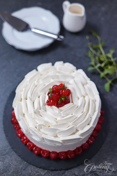 Tres Leches Cake with Mraschino Cherries