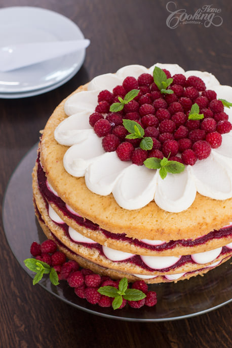 Raspberry Vanilla Cake Vertical