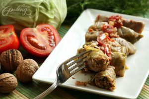 one serving of Cabbage Rolls close up