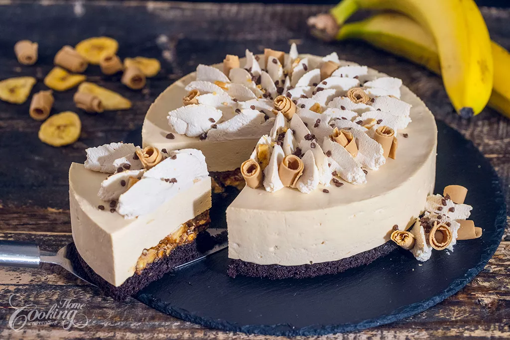 banana caramel chocolate mousse cake