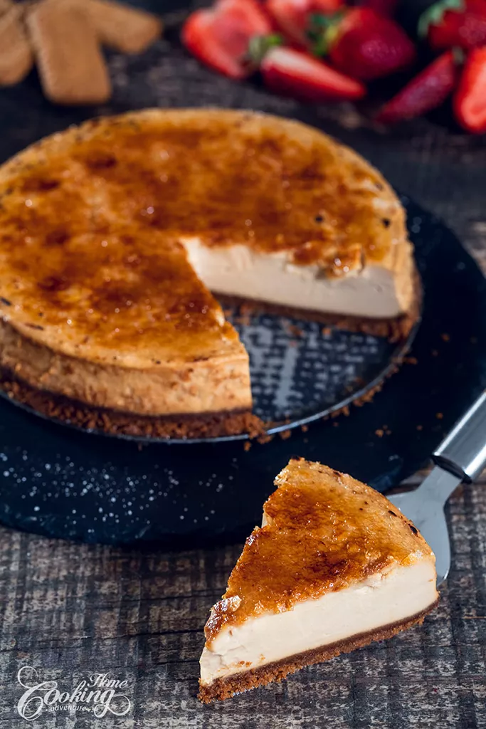 biscoff creme brulee cheesecake vertical