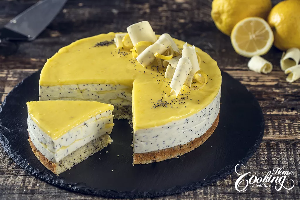 Lemon Poppy Seed Mousse Cake