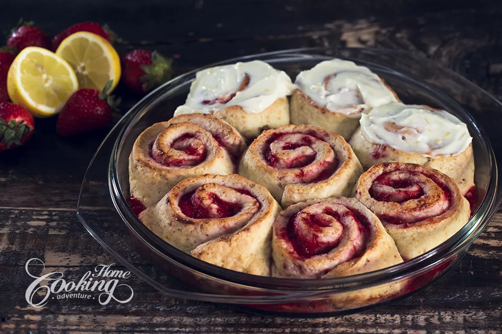 No Yeast Eggless Strawberry Rolls