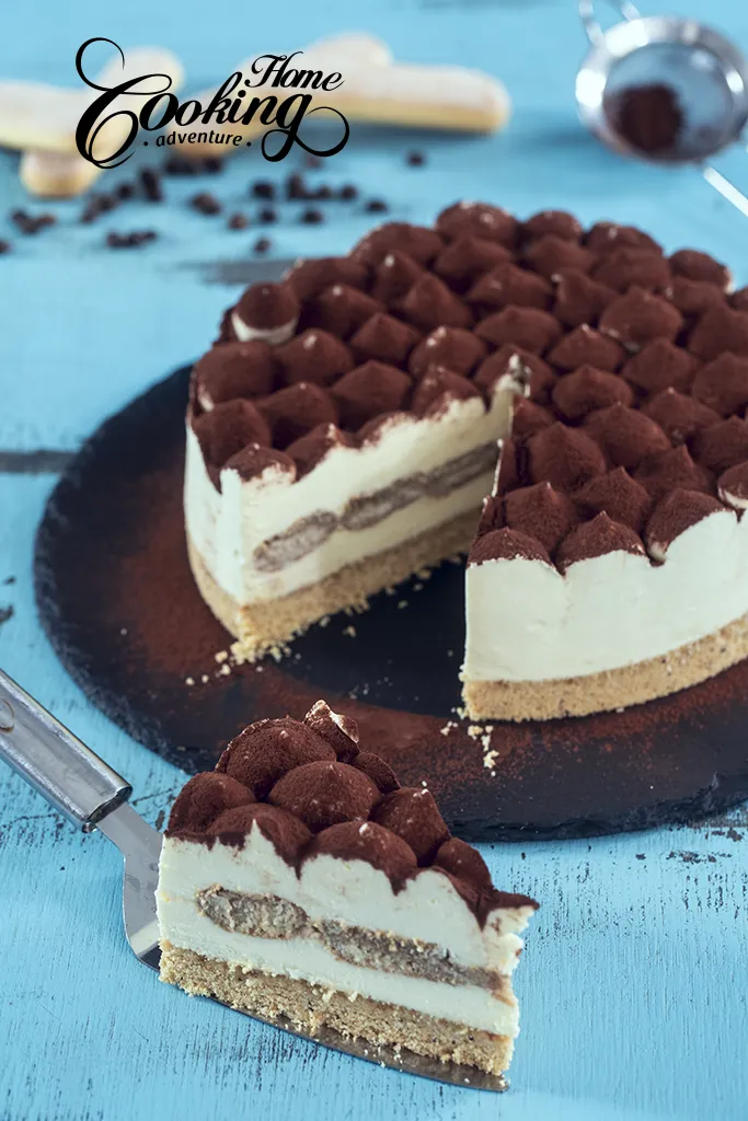 No-Bake White Chocolate Tiramisu Cheesecake slice