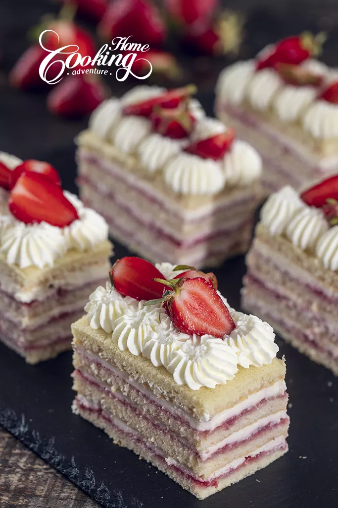 strawberry lemon layer cake slice