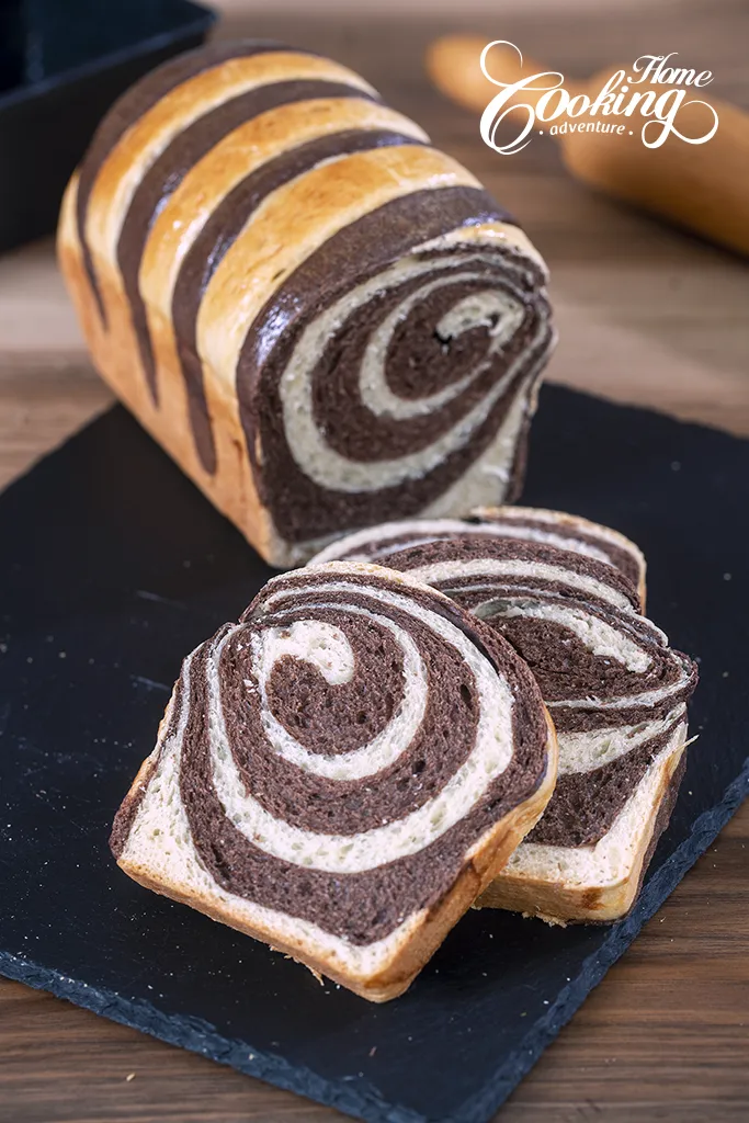 chocolate swirl milk bread slices