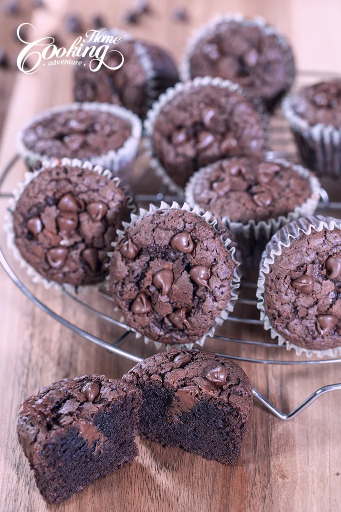 double chocolate brownie muffins section