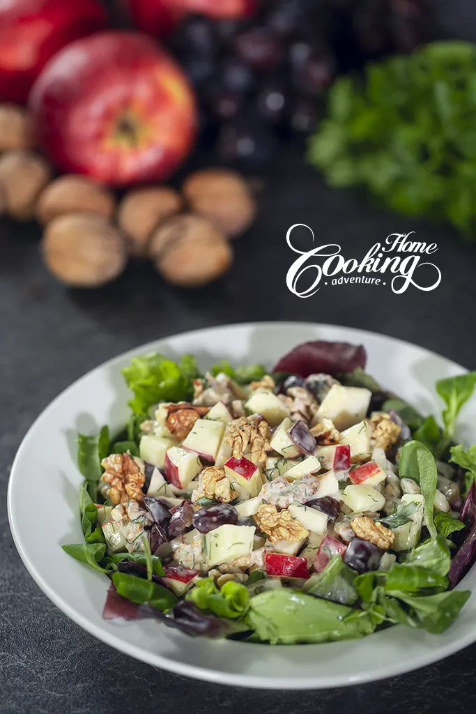 Waldorf Salad on a bed of fresh salad