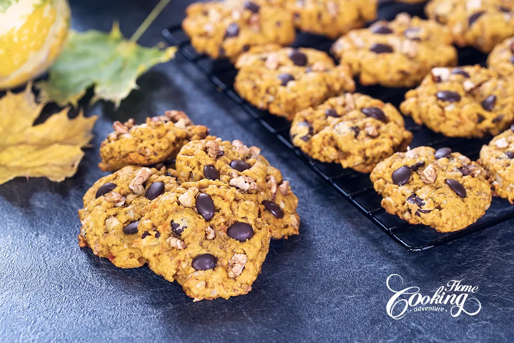 pumpkin walnut chocolate cookies