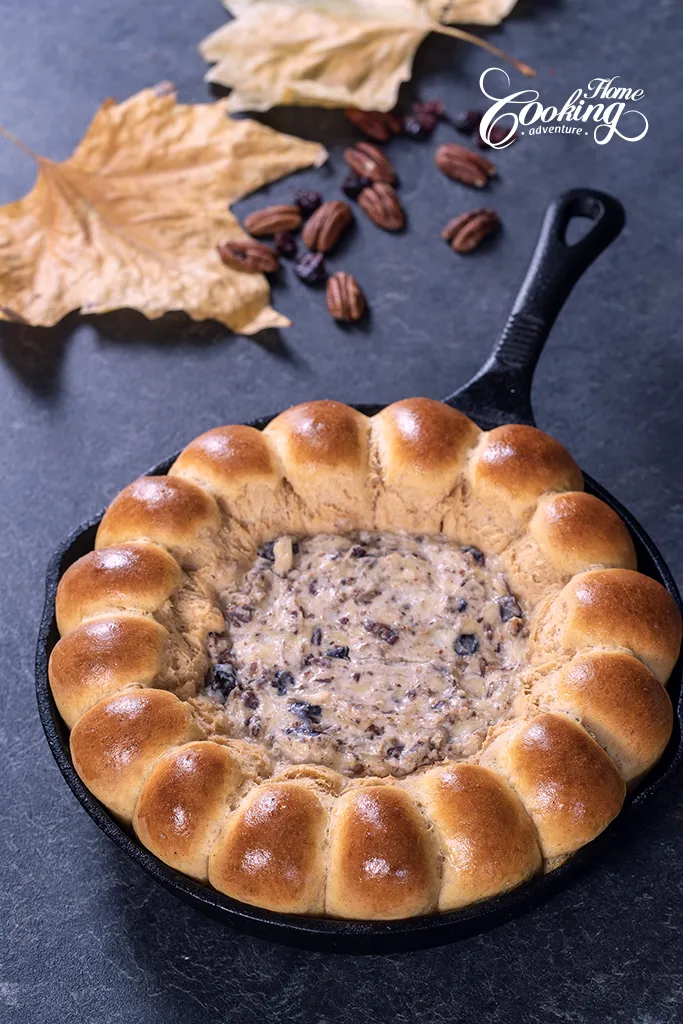 skillet sweet potato bread with cheese dip