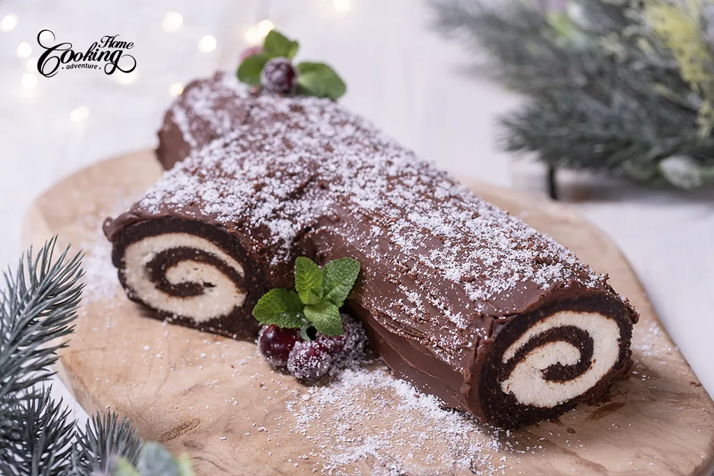 No-Bake Chocolate Biscuit Bûche De Noël (Yule Log)
