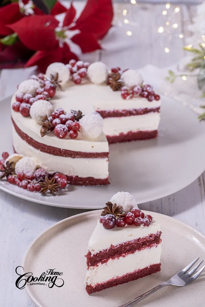 red velvet cheesecake slice