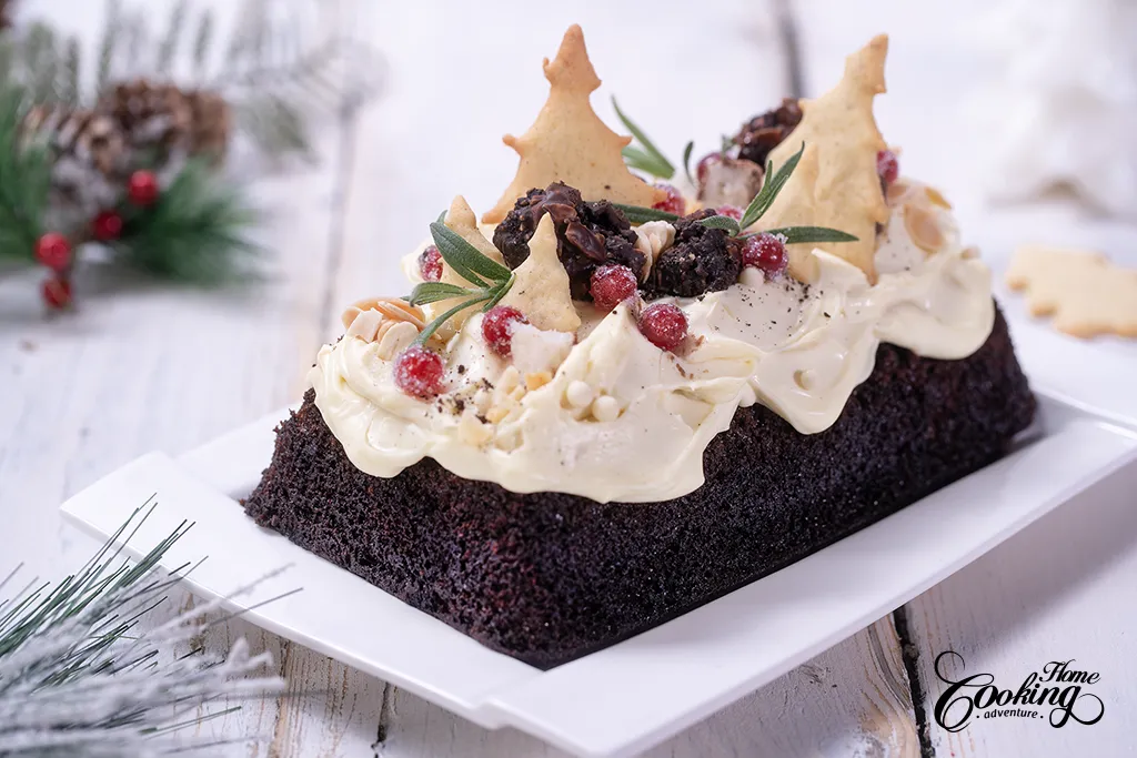 sour cherry chocolate christmas cake