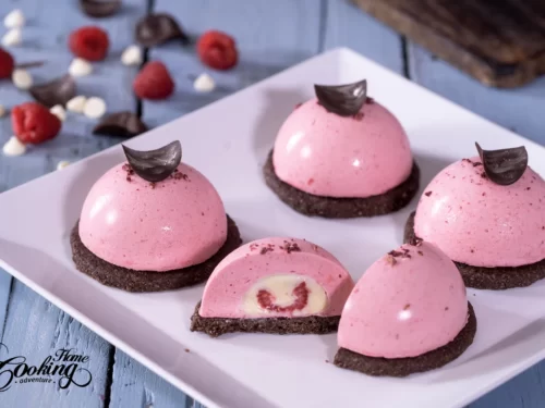 Chocolate Raspberry Mousse Domes - Home Cooking Adventure
