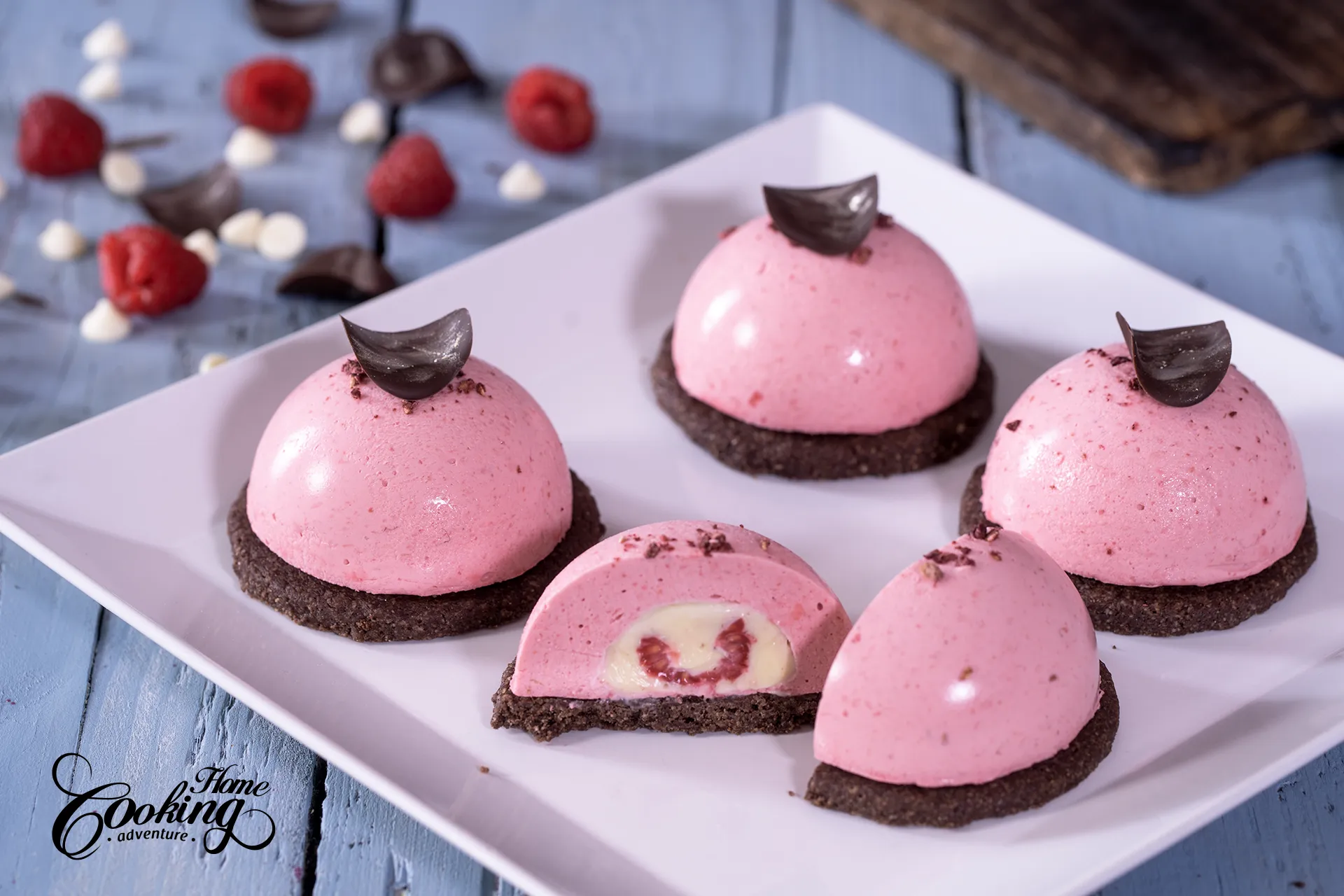 Chocolate Raspberry Mousse Domes - Home Cooking Adventure