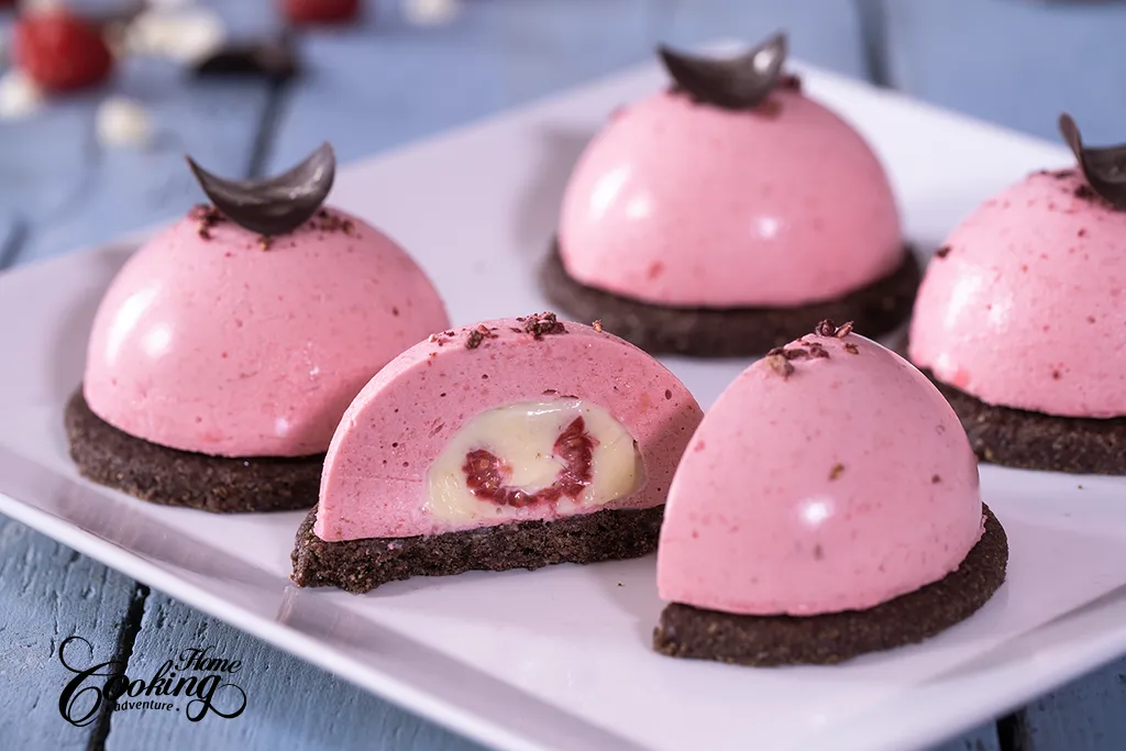 chocolate raspberry mousse domes section