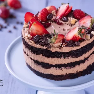 chocolate strawberry coffee layer cake