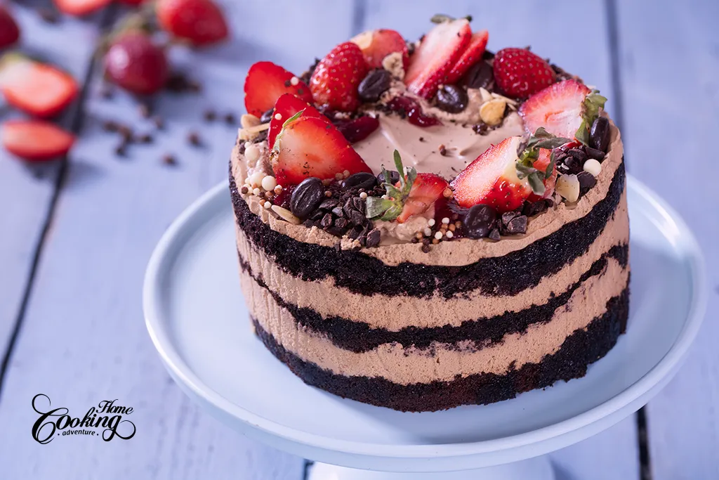 chocolate strawberry coffee layer cake