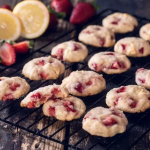 white chocolate strawberry lemon cookies