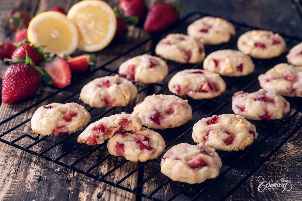 white chocolate strawberry lemon cookies