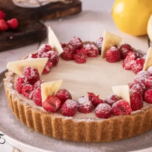 no-bake white chocolate raspberry pie