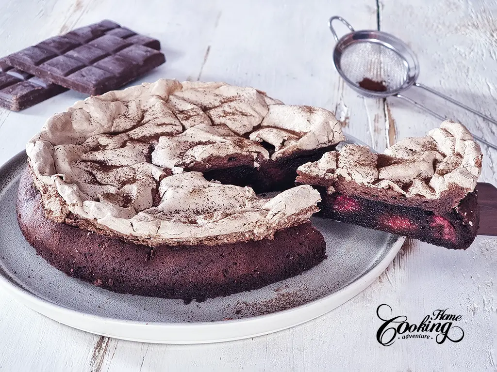 Flourless Chocolate Raspberry Meringue Cake