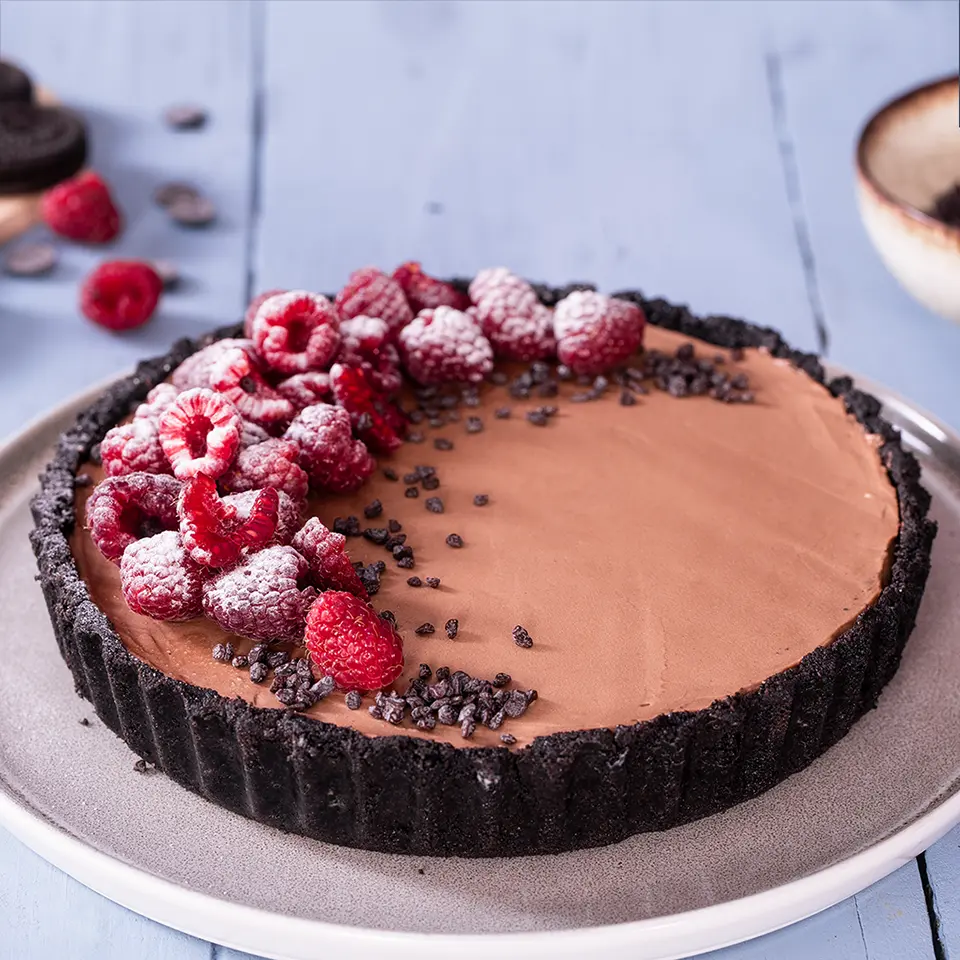 chocolate raspberry pie - no-bake dessert - 