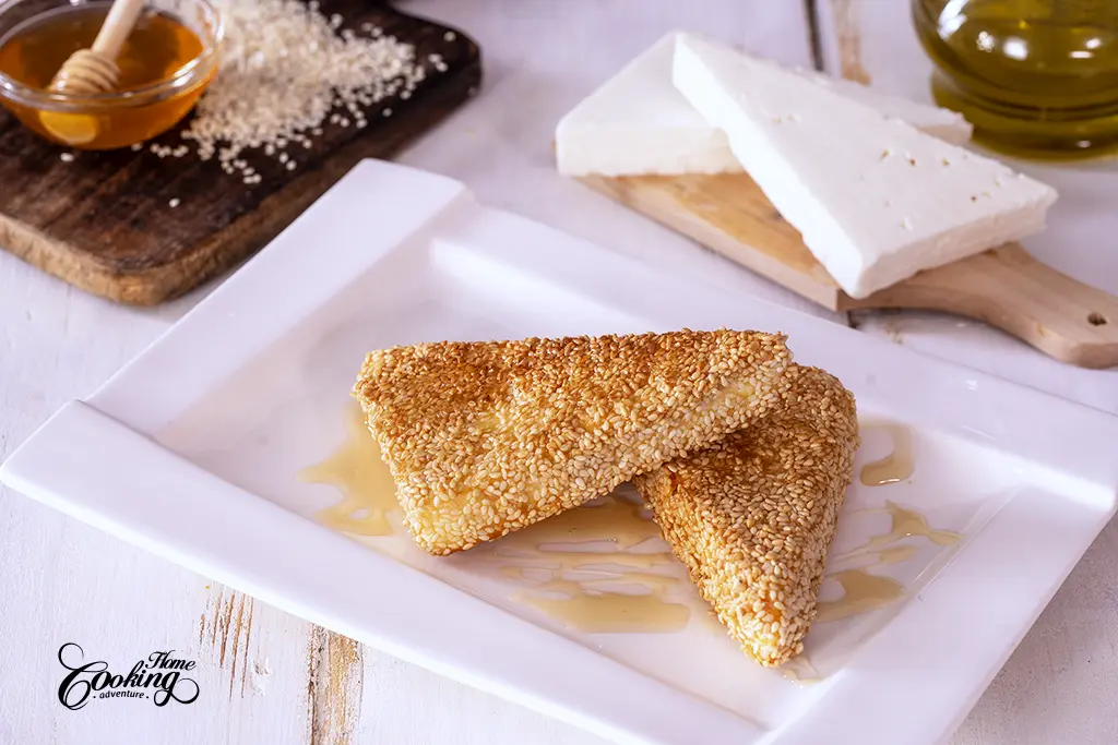 Greek Fried Feta with Honey and Sesame Seeds