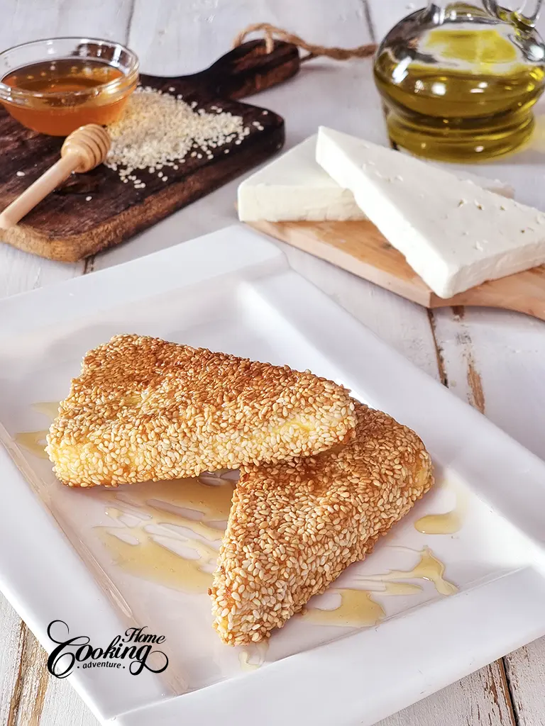 Fried Feta with Honey and Sesame Seeds - Easy Greek recipe 