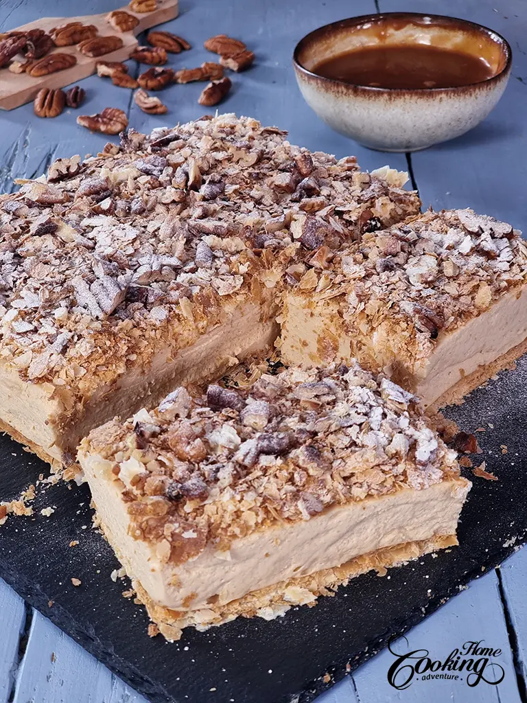 caramel slice - puff pastry caramel custard cake